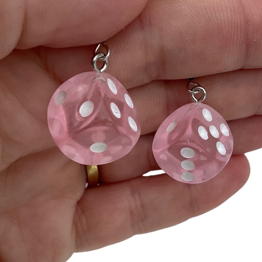 3 For $25 Unisex Geometric 3D Pale Pink Funky Dice Dangle Earrings “ You Pick 3”